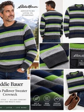 Eddie Bauer NWT Men’s XL PULLOVER SWEATER CREWNECK